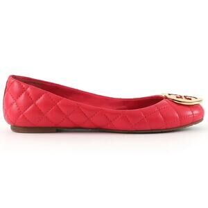 Tory Burch Quinn Quilted Ballet Leather Flats - 11 - Red